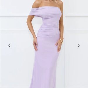 Hello Molly Lavender Off-Shoulder Maxi Dress